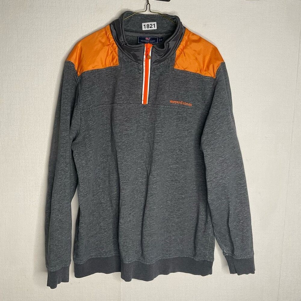 Vineyard Vines Sweatshirt Men's‎ XL Gray & Orange Sailing Shep Shirt 1/4 Zip